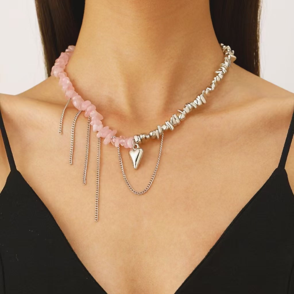 Wholesale Silver Geometric Heart Pendant Necklace